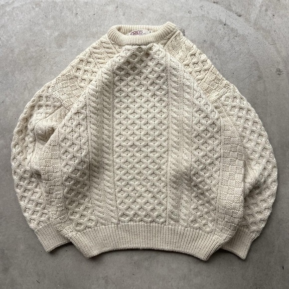 Crios Other - Vintage Crios Kildare Aran Wool Hand Knit Fisherman Sweater Ireland Made M